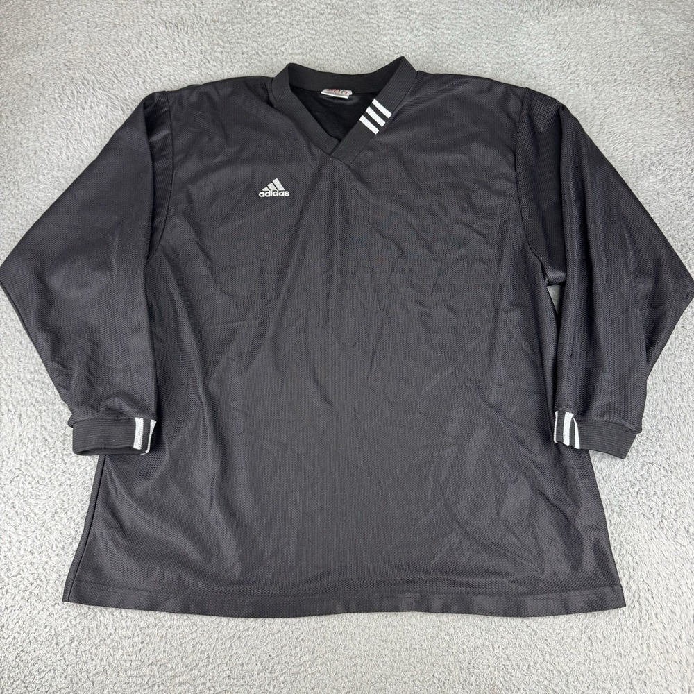 Adidas's Mens Shirt Size Lg Vintage Pullover Black Dazzle Soccer Goalie 90s Y2k - Picture 1 of 8